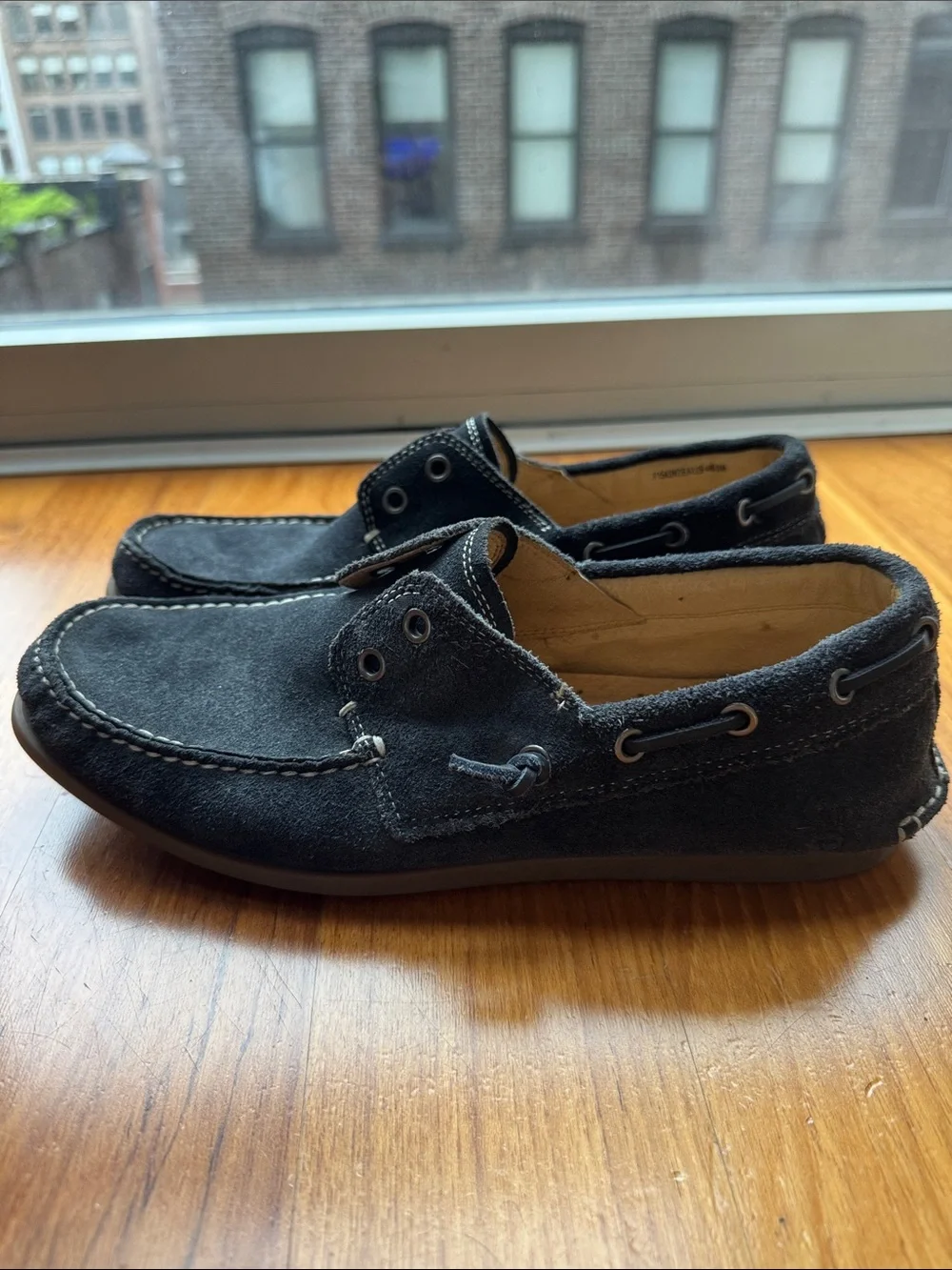 John Varvatos Men's Suede Boat Shoes - Navy Blue - Picture 5 of 8